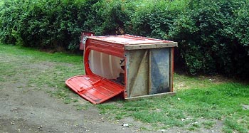 Overturned Portaloo