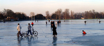 Frozen flood waters across The Home Park