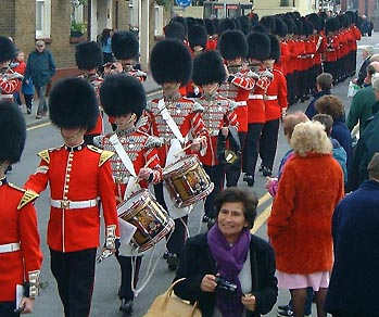 Band and Troops marching to Church Serviec